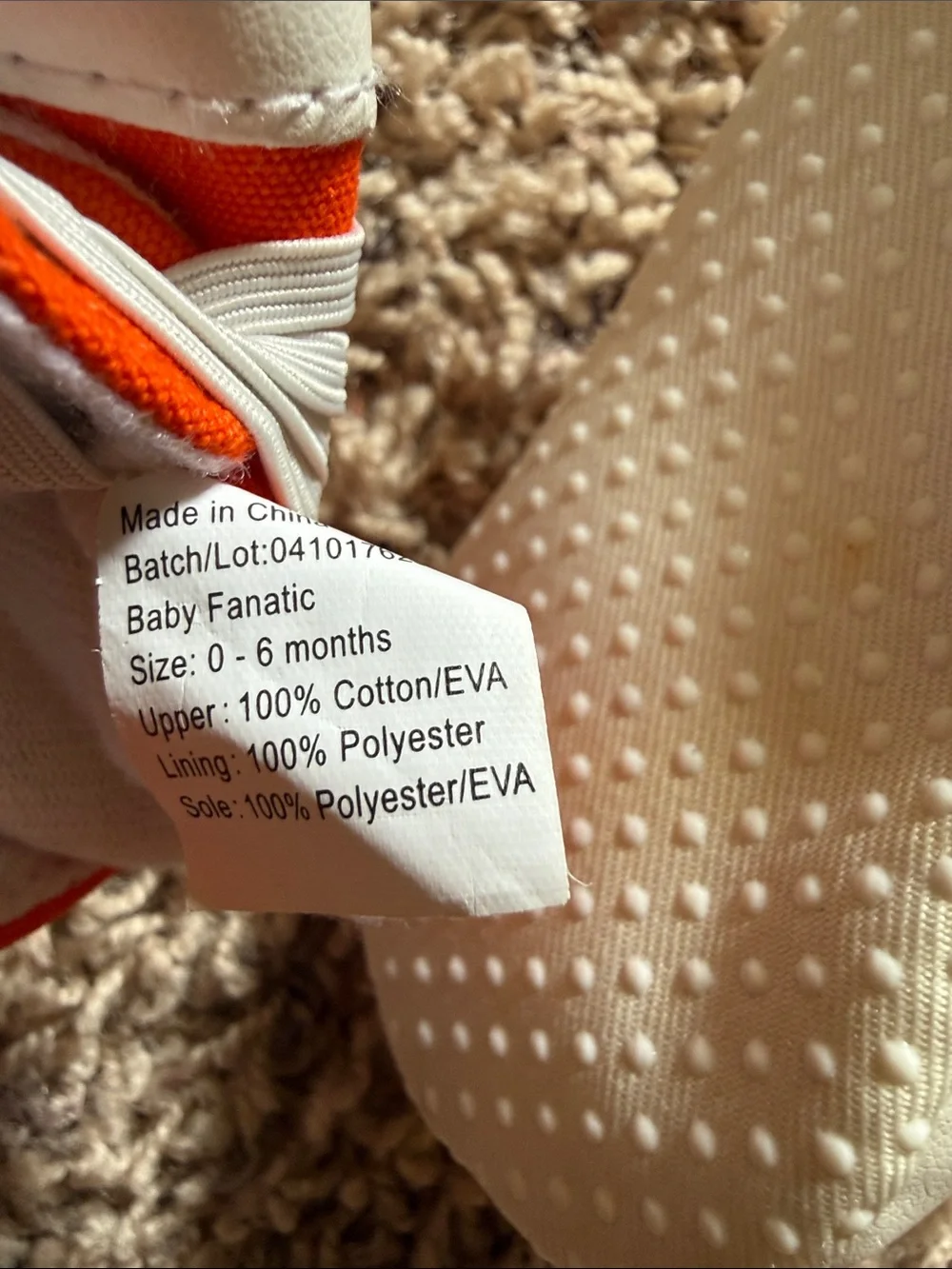Baby Fanatic Orange and White Clemson Paw Canvas Baby Sneakers